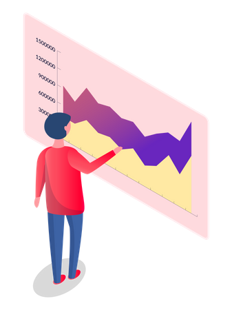 Man analysis report with data  Illustration