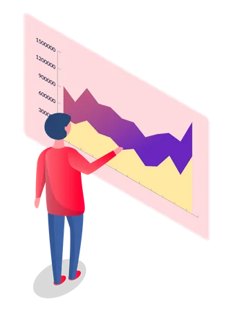 Man analysis report with data  Illustration