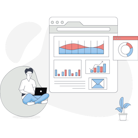 Man analysis SEO development  Illustration