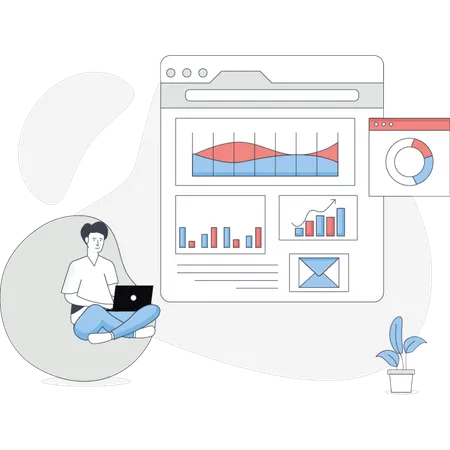 Man analysis SEO development  Illustration
