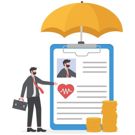 Man analyze about health insurance  Illustration