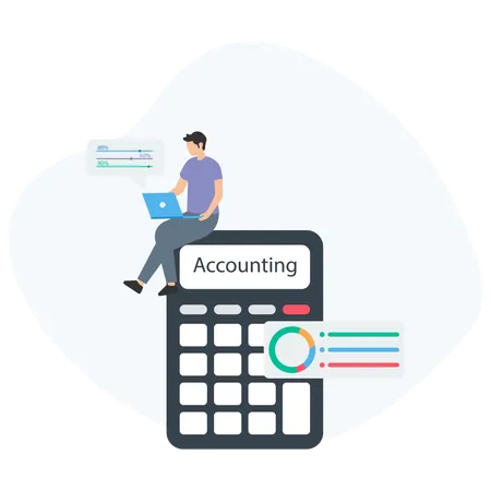 Man Analyze Accounting Report  Illustration