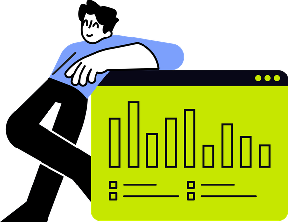 Man analyze Chart  Illustration