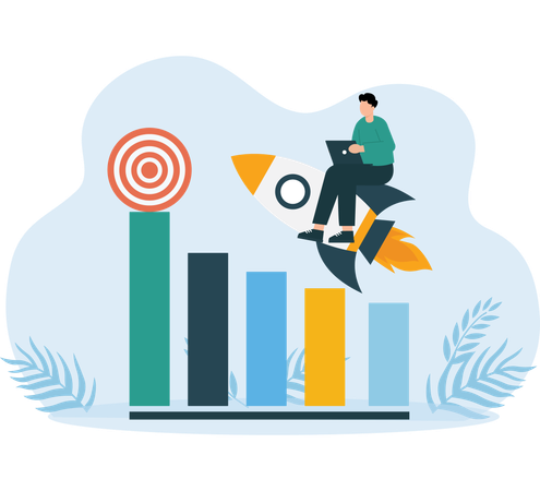 Man Analyze Company Growth  Illustration