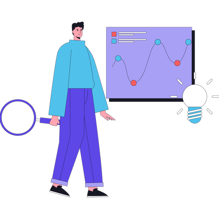 Man Analyze Market Research  Illustration