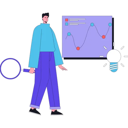 Man Analyze Market Research  Illustration