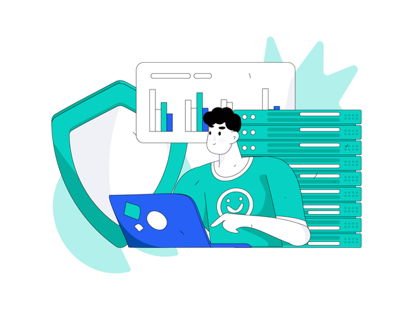 Man analyze server security  Illustration