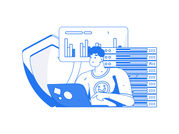 Man analyze server security  Illustration