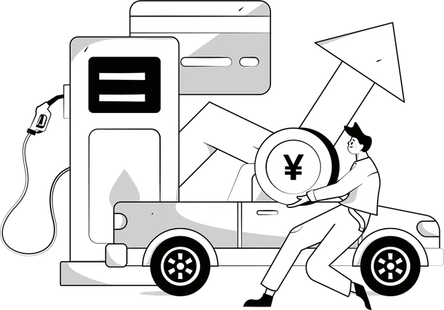 Man analyzes petrol price increase  Illustration