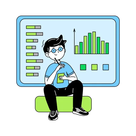 Man analyzes the data  Illustration