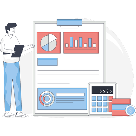 Man analyzing accountant expenditure  Illustration