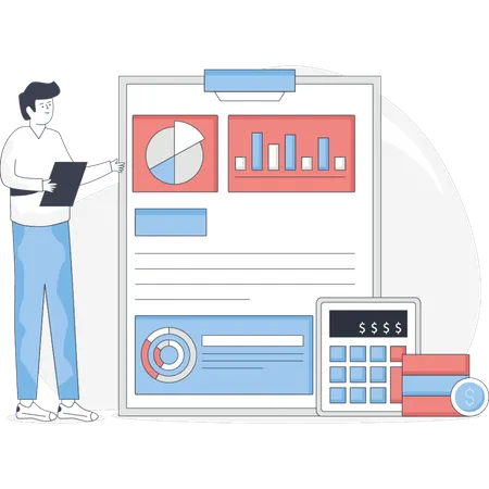 Man analyzing accountant expenditure  Illustration