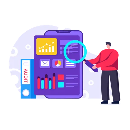 Man analyzing audit information  Illustration