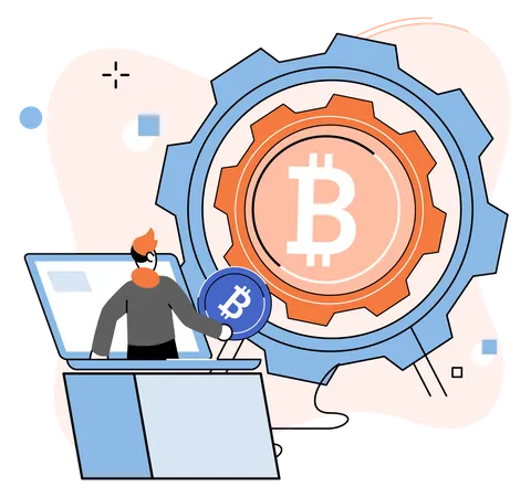 Cryptocurrency Bitcoin Mining Metaphor Blockchain Exchange Platform Cyber Banking Procedures Bitcoin Trading Wallet Ecurrency Transactions Digital Currency Cryptocurrency Market Hidden Mining 일러스트레이션
