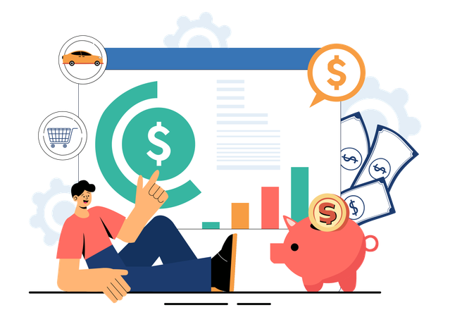 Man Analyzing Budget Report  Illustration