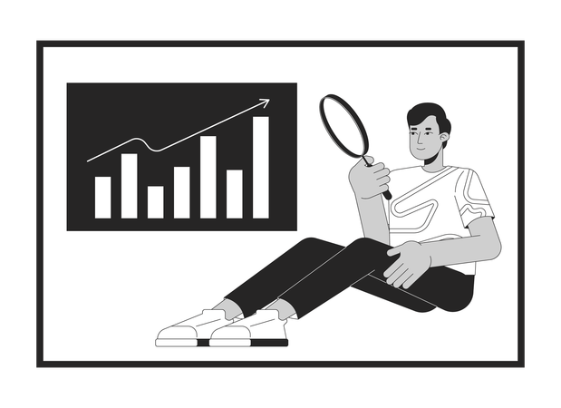 Man analyzing business data  Illustration