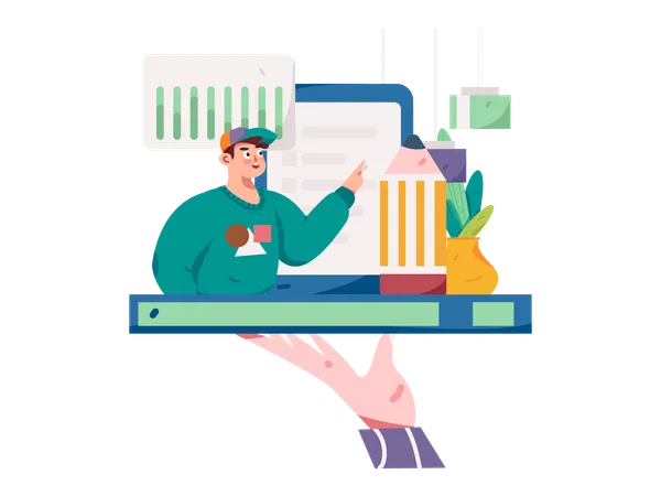 Man analyzing business data  Illustration