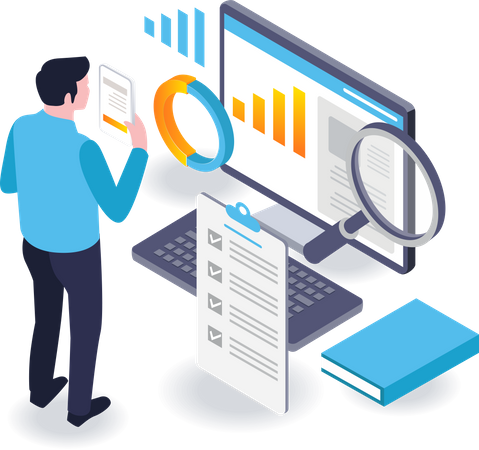 Man analyzing business growth  Illustration