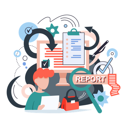 Man analyzing business report  Illustration