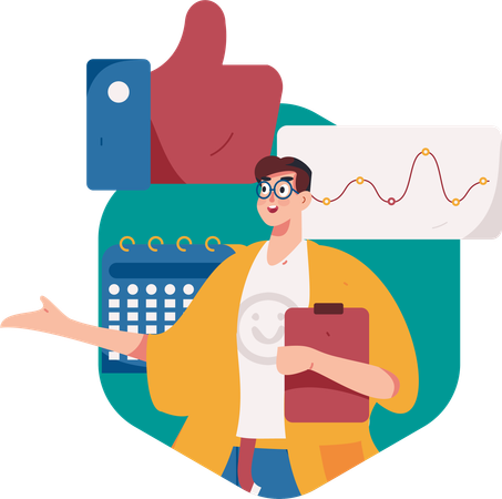 Man analyzing business schedule  Illustration