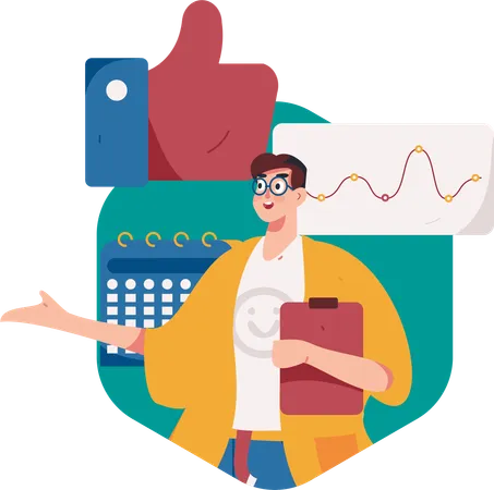 Man analyzing business schedule  Illustration