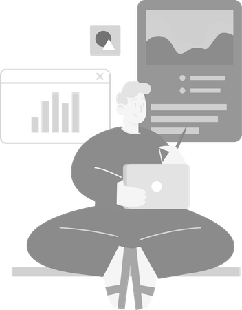 Man Analyzing Chart  Illustration