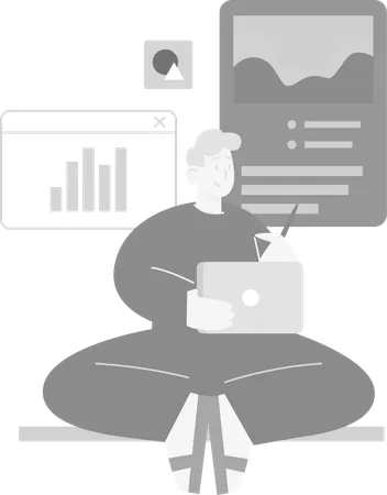Man Analyzing Chart  Illustration