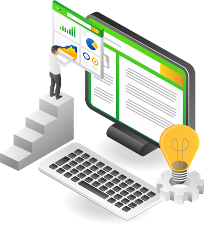 Man analyzing computer data  Illustration