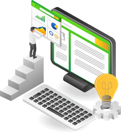 Man analyzing computer data  Illustration