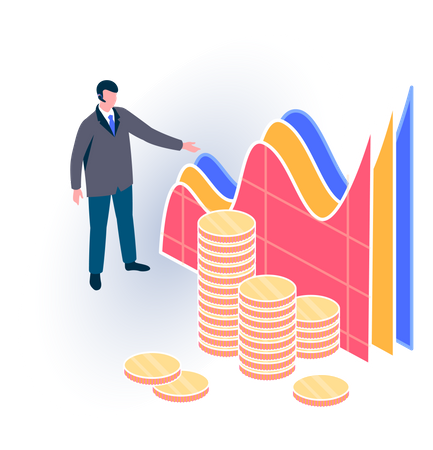 Man Analyzing Cryptocurrency  Illustration