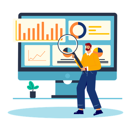 Man Analyzing Dashboard  Illustration