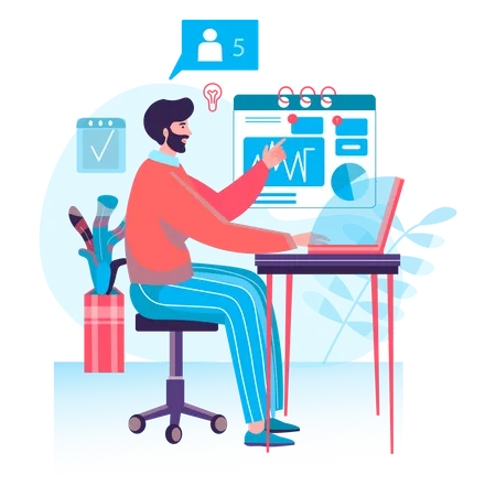 Business Process Concept Analyst Research Statistics Analyzes Financial Data Develops Strategy Optimization And Planning Character Scene Vector Illustration In Flat Design With People Activities Illustration