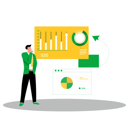 Man analyzing data  Illustration