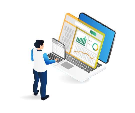 Man Analyzing Data  Illustration