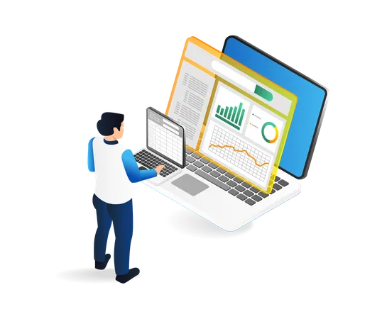 Man Analyzing Data  Illustration