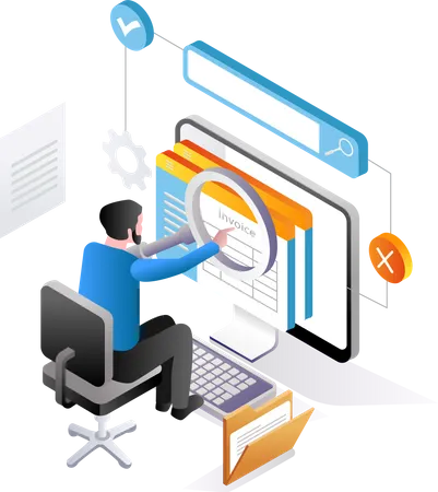 Man analyzing data  Illustration