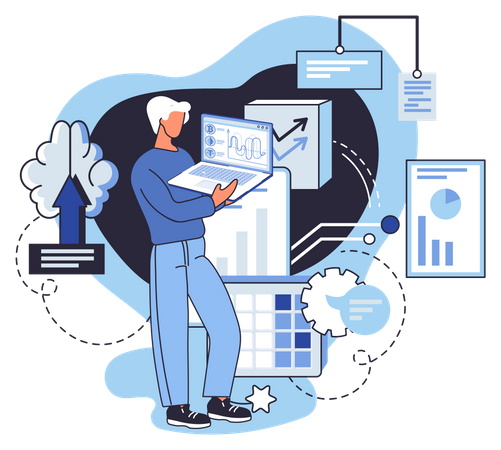 Man Analyzing data  Illustration