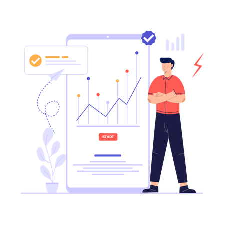 Man analyzing data  Illustration