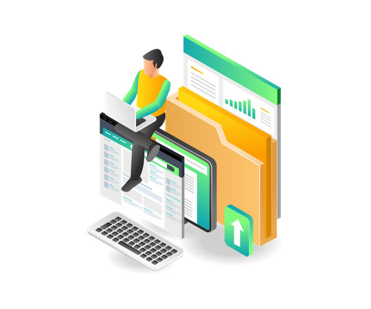 Man analyzing data  Illustration