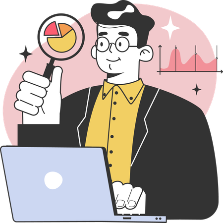 Man analyzing data  Illustration