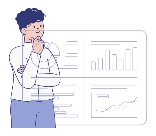 Man Analyzing Data Insights for Business Strategy  Illustration