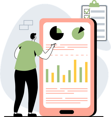 Man analyzing data on mobile  Illustration