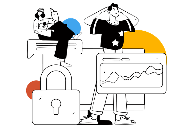 Man analyzing data security  Illustration