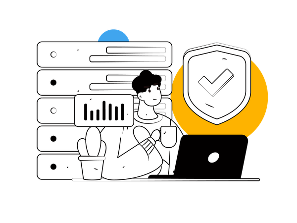 Man analyzing data security  Illustration