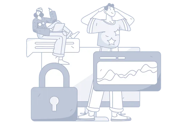 Man analyzing data security  Illustration