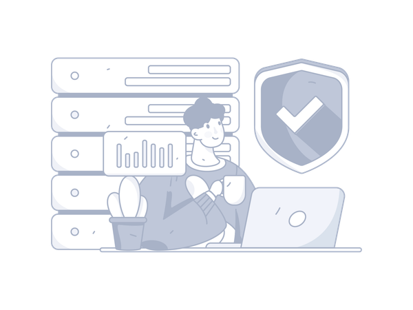 Man analyzing data security  Illustration