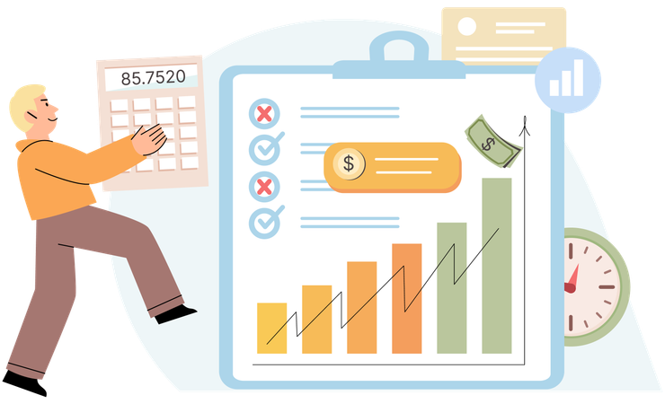 Man analyzing financial data  Illustration