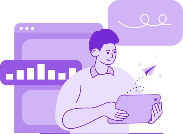 Man Analyzing Graph With Pad  Illustration
