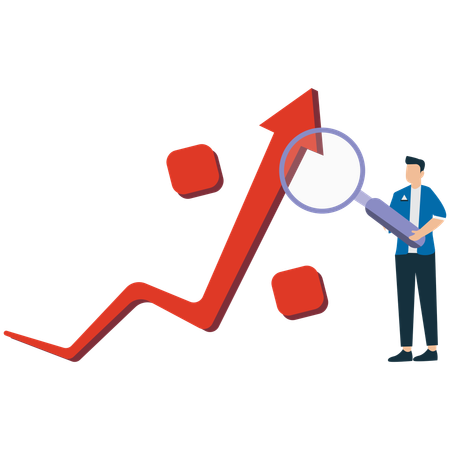 Man analyzing percentage increase  Illustration