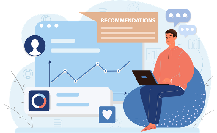 Man Analyzing recommendation  Illustration